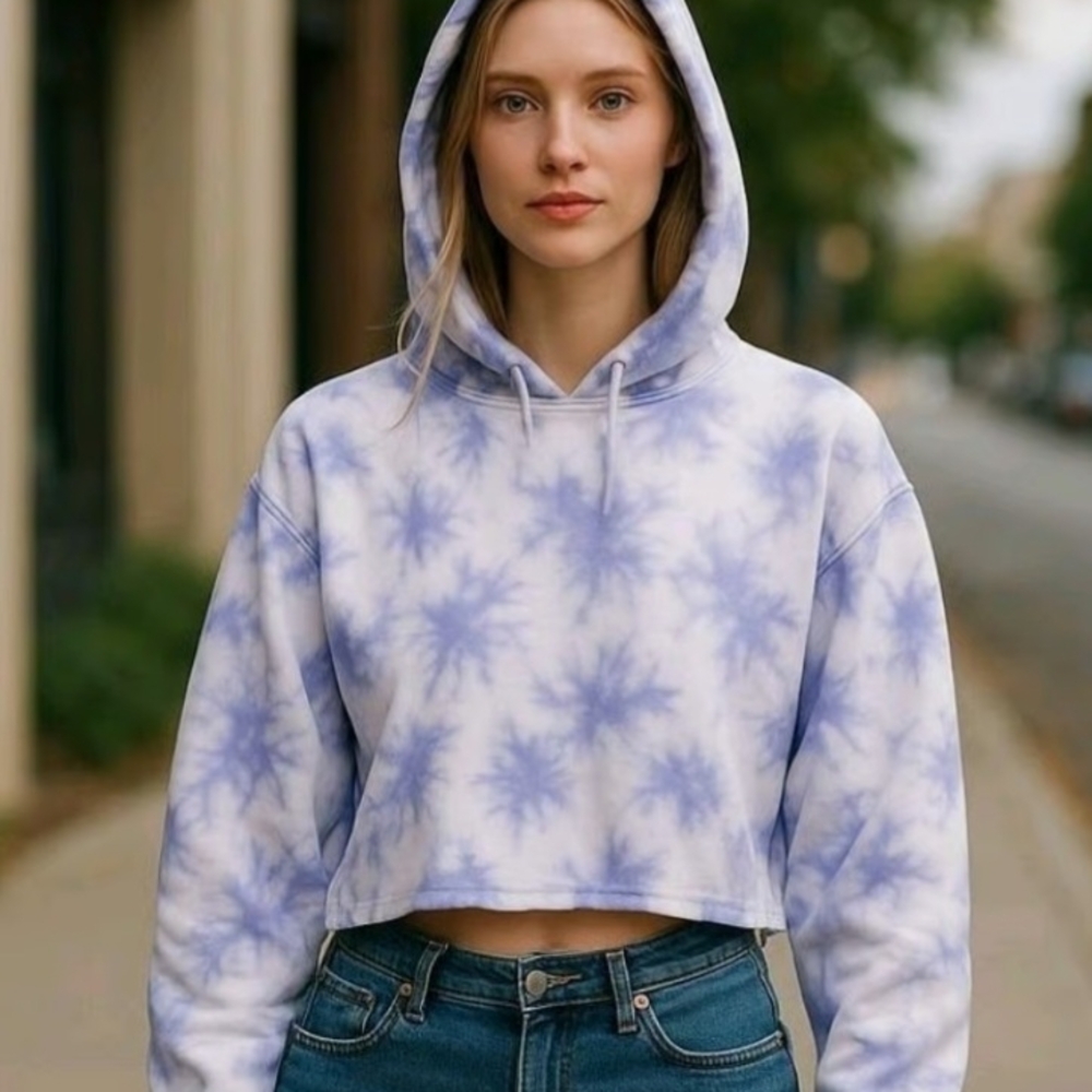 Caution To The Wind Lavender Tie-Dye Cropped Hoodie NWOT LRG